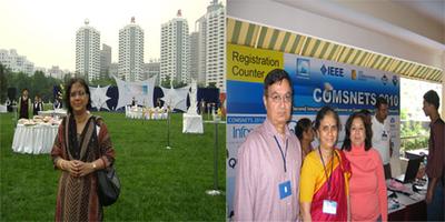 Left:Attending an International Comunications Conference reception, in Beijing.Right:At the IEEE conference in Bangalore with Dr Tugnait and his wife Shobha.