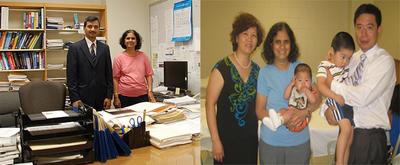 Left: My friend and her student, Pratap Simha Prasad, from B'lore(JP Nagar). Right:With Post Doc.Dr.Donglin Hu and his family.